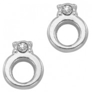 Floating Charms ring met steen Antiek zilver 8x6mm